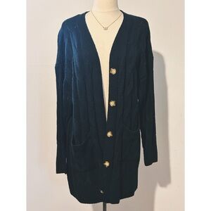 Black Button Cardigan Sweater SHEIN